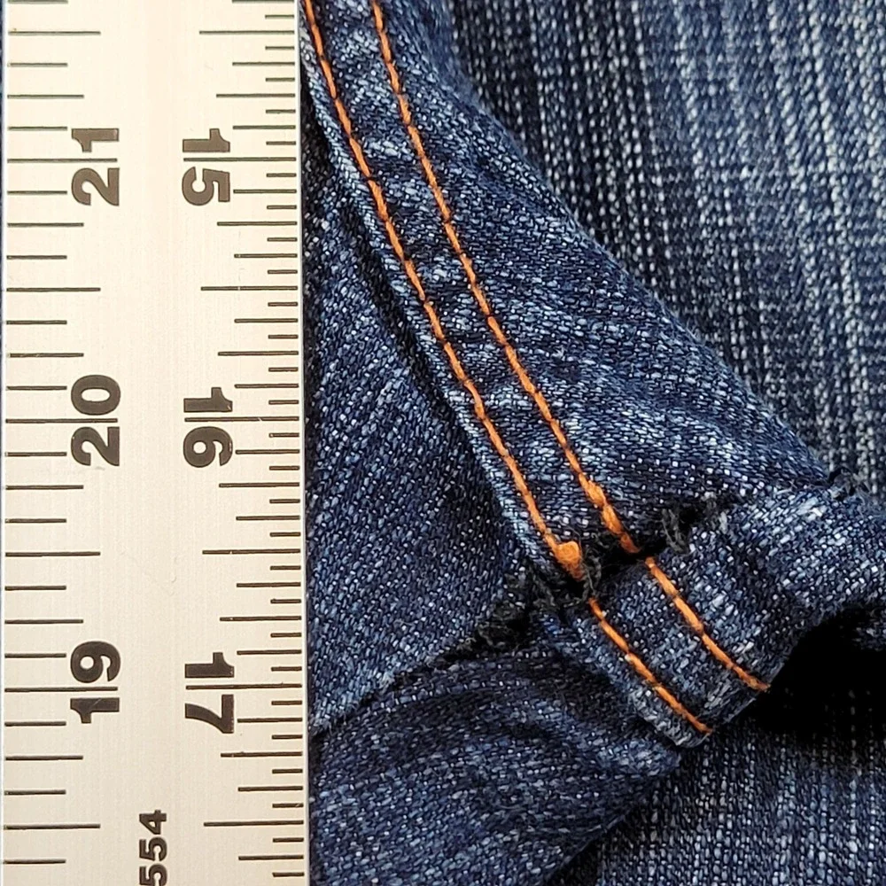 Qruel Jeans Company Mens 50x32 Wide Leg Denim Dark Wash Orange Stitch Blue
